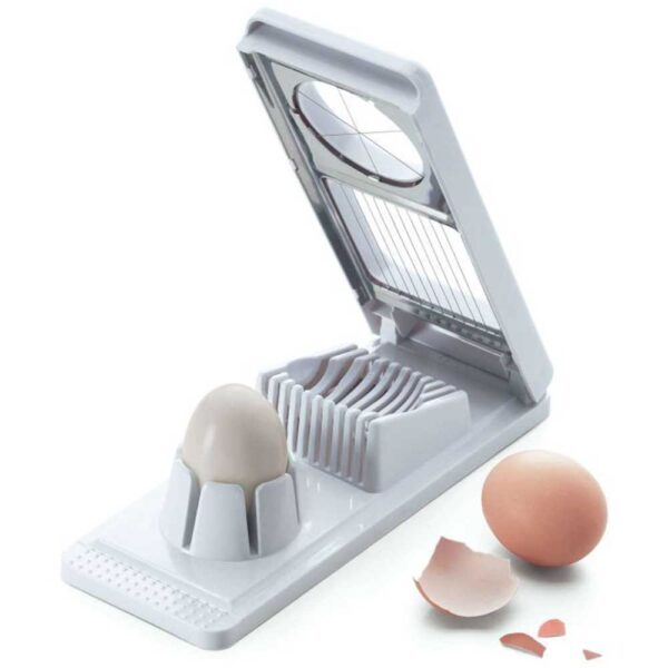 eggcutter <ul> <li>Δύο θέσεις κοπής για φέτες ή τέταρτα</li> <li>Υλικό: Ανθεκτικό πλαστικό και ανοξείδωτα σύρματα</li> <li>Εύκολος στη χρήση και στον καθαρισμό</li> <li>Ιδανικός για σαλάτες, σάντουιτς και διακόσμηση πιάτων</li> <li>Κατάλληλος για πλυντήριο πιάτων</li> </ul>