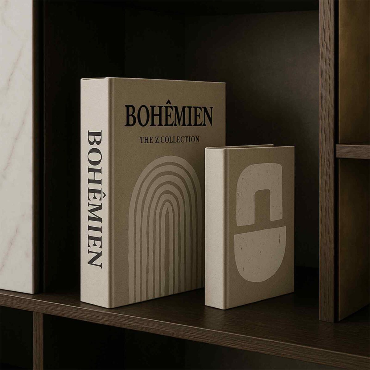 bohodecbook Με minimal γεωμετρικό σχέδιο και κομψή αισθητική, ανοίγει για να αποκαλύψει έναν κρυφό αποθηκευτικό χώρο.