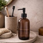 Γυάλινο Dispenser Σαπουνιού Μπάνιου Καφέ 500ml - Image 2