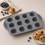 Φόρμα Mini Muffin Σιλικόνης 12 Θέσεων – Γκρι
