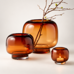 Amber Glass Γυάλινα Βάζα Σετ 3 τμχ