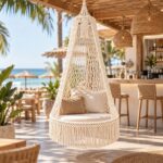 Κρεμαστή Πολυθρόνα Macramé από Βαμβακερό Σχοινί Off-White 80×180 cm - Image 2